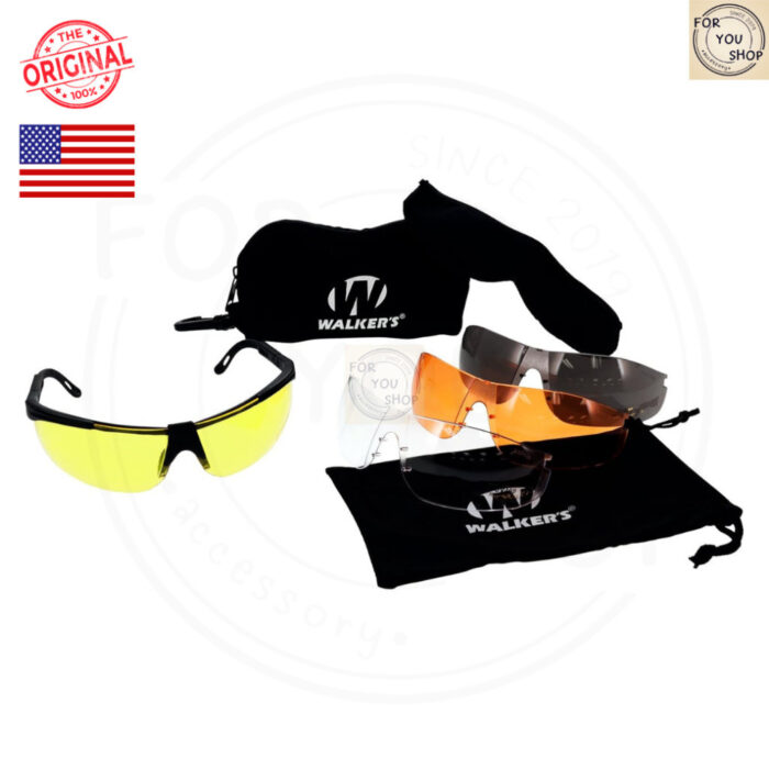 Walker's Sport Glasses แว่นตากีฬา พร้อมเลนส์เปลี่ยน 4 สี กันลม กันฝุ่น ใส่ยิงปืน/กลางแจ้ง