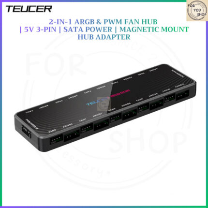 ฮับพัดลม ARGB 10 ช่อง 5V 3Pin + PWM SATA ตัวแปลงรวมสาย RGB ควบคุมไฟคอม PC Hub LP-10P