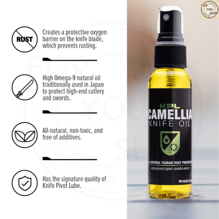 KPL Camellia Oil น้ำมันคาเมเลียออร์แกนิก 60ml แบบสเปรย์ Food Grade ป้องกันสนิมมีดคาร์บอน & เหล็กหล่อ
