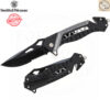 มีดพับ Smith & Wesson SW608S Rescue Flipper ใบมีด 3.4 นิ้ว ทรง Drop Point คมผสม สีดำ ด้ามอะลูมิเนียม ระบบ Liner Lock