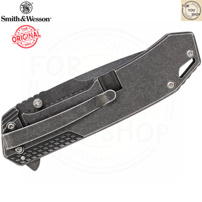 sg-11134201-820mf-mnbic3ido2ko48.jpg มีดพับ Smith & Wesson SW609 Tactical Flipper ใบมีด 3.6นิ้ว Drop Point Black Stonewash ด้ามสแตนเลส G10 ระบบ Frame Lock