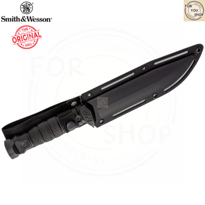 มีดพก Smith & Wesson M&P Special Ops ใบมีด 7 นิ้ว ทรง Bowie สีดำ ด้ามยางโพลิเมอร์ พร้อมปลอกแข็ง