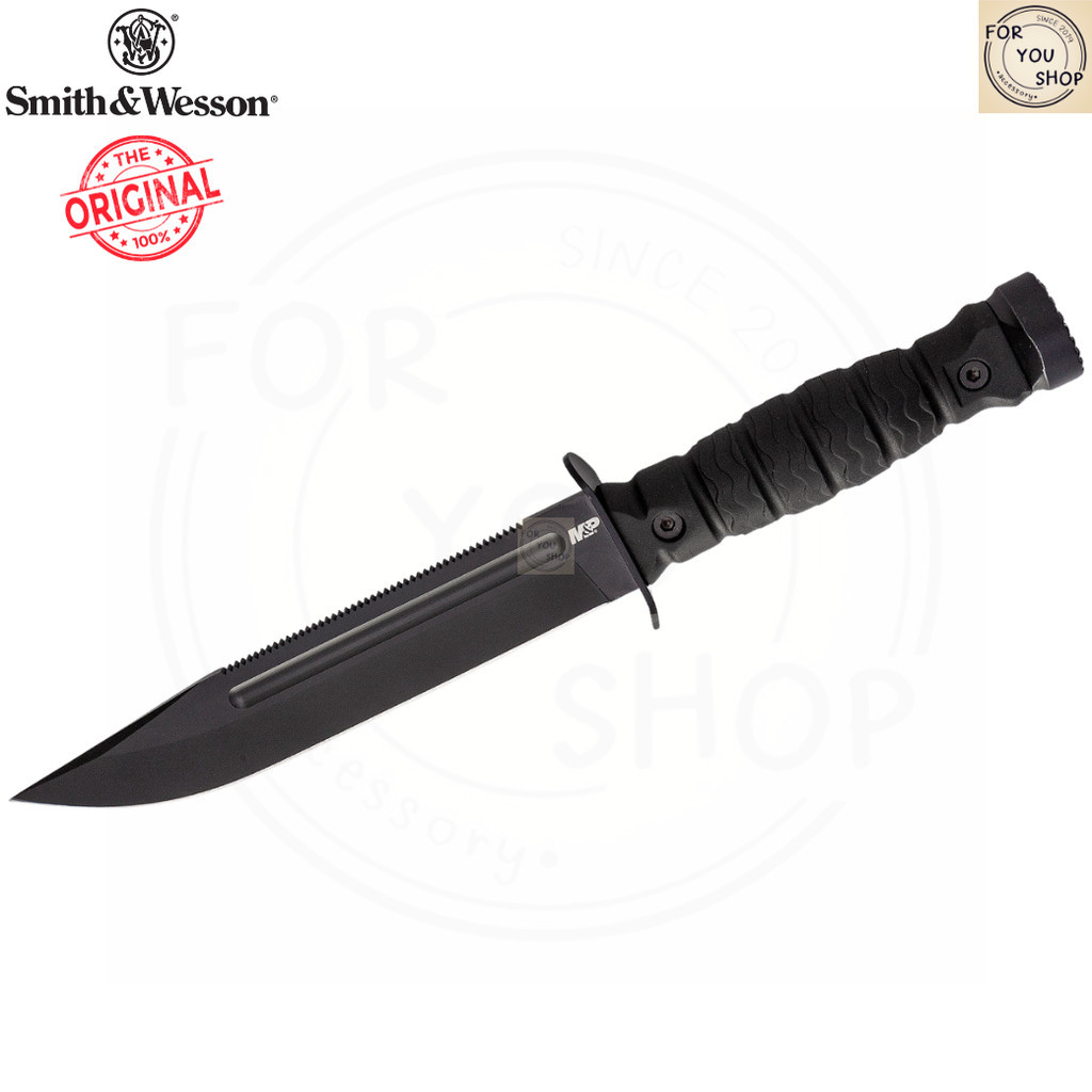 มีดพก Smith & Wesson M&P Special Ops ใบมีด 7 นิ้ว ทรง Bowie สีดำ ด้ามยางโพลิเมอร์ พร้อมปลอกแข็ง