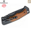 มีดพับ Smith & Wesson ใบมีด 3.7 นิ้ว ทรง Drop Point สีดำ ด้ามสแตนเลสฝังไม้ ระบบ Frame Lock รุ่น 1147091