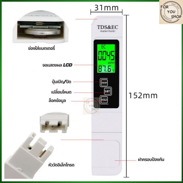 th-11134207-7rasc-m9e70972htzde8.jpg เครื่องวัดน้ำ 3in1 TDS/EC/PPM Meter ดิจิตอล พร้อมจอ LCD วัดแม่นยำ ใช้งานง่าย พกพาสะดวก
