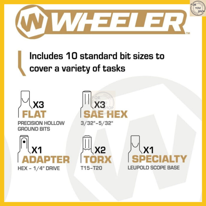 ประแจตั้งแรงบิด Wheeler พร้อมดอกไขควง 10ชิ้น+กล่อง ติดตั้งกล้อง ซ่อมปืน ซ่อมจักรยาน งานช่างละเอียดด