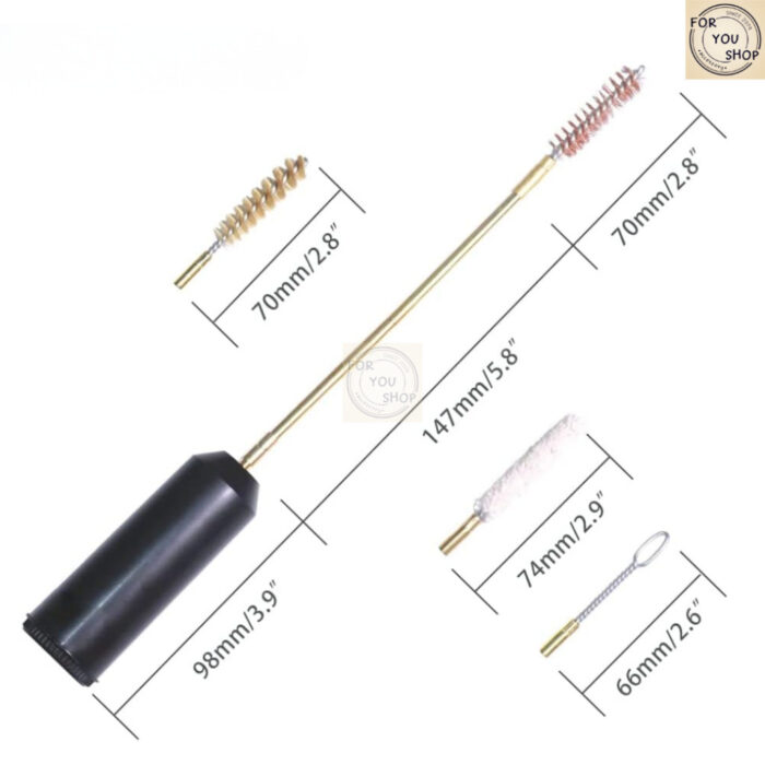 ชุดทำความสะอาดลำกล้อง 9mm/.38/.357 แบบพกพา พร้อมแปรงและก้านทำความสะอาด