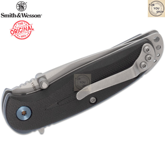 th-11134207-81ztc-ml4sqtgnb8qx76.jpg มีดพับ Smith&Wesson Flipper ใบมีด Tanto 2.56" ผิว Bead Blasted ด้าม GFN Liner Lock สีดำ