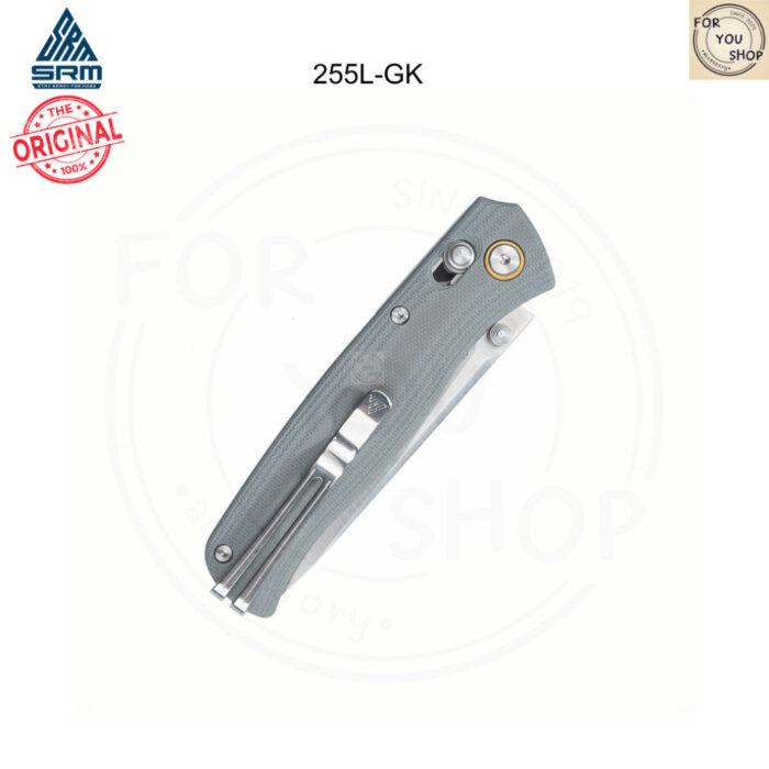 มีดพับ SRM 255L-GK2 Ambi Lockใบมีดเหล็ก 10Cr15CoMoV (เทียบเท่า VG-10) ด้าม G-10 สีเทา | ยาว 3.2 นิ้ว
