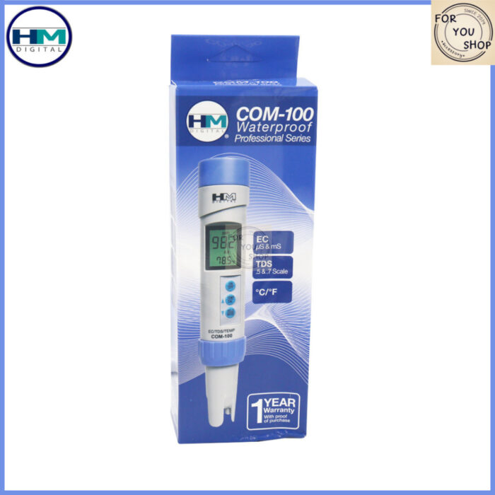 HM DIGITAL EC COM-100 เครื่องวัดค่า EC/Temp Meter ค่านำไฟฟ้า ปากกาวัดค่า EC วัดอุณหภูมิ วัดค่าแม่นยำ