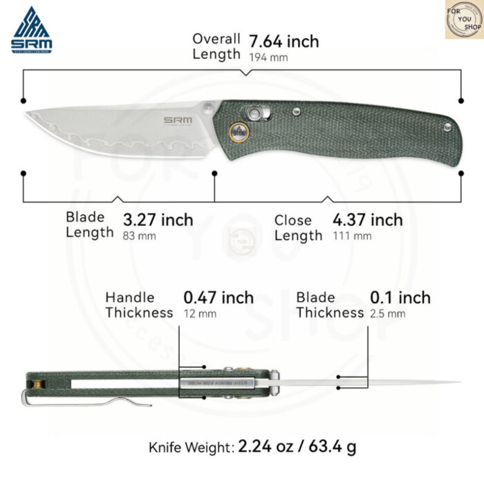 มีดพับ SRM 255L Medal ใบมีดLaminated140Cr ระบบAmbi-Lock ลูกปืนเซรามิก ด้ามMicarta /G10 /Carbon Fiber