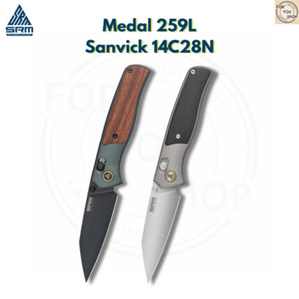 th-11134207-81ztd-mn078n50ac5f65.jpg มีดพับ SRM 259L Medal ใบมีด 14C28N 3.18 นิ้ว ด้าม Aluminum + ไม้ Rosewood / Ebony ระบบ Ambi-Lock EDC