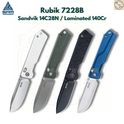 มีดพับ SRM Rubik 7228B ใบมีด 14C28N / 140Cr 3.43 นิ้ว ด้าม G10 / Micarta / Aluminum Crossbar Lock