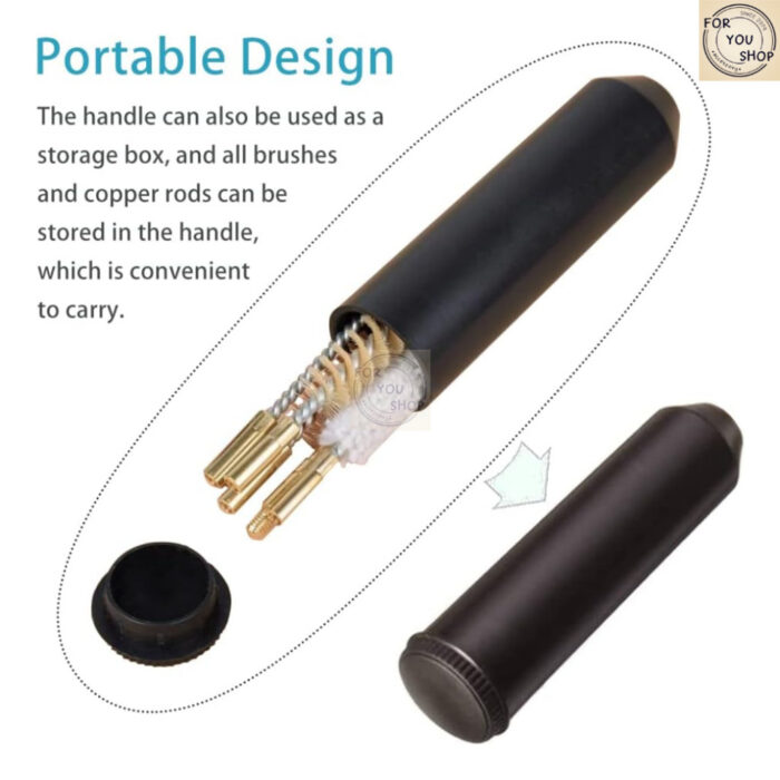 ชุดทำความสะอาดลำกล้อง 9mm/.38/.357 แบบพกพา พร้อมแปรงและก้านทำความสะอาด