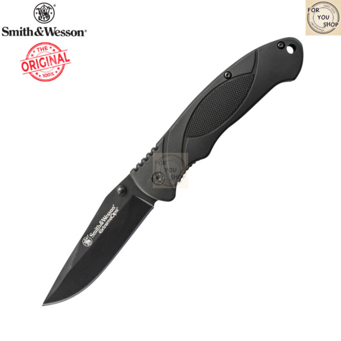 มีดพับ Smith&Wesson Extreme Ops SWA25 ใบมีด 3.3 นิ้ว Drop Point ด้ามอะลูมิเนียม Liner Lock สีดำ
