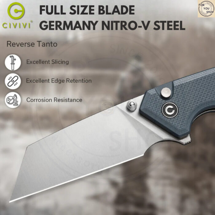 มีดพับ CIVIVI Amirite EDC ใบมีด Nitro-V 3.48 นิ้ว ด้าม G10 Flipper & Thumb Stud & Button Lock