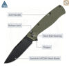 มีดพับ SRM 221X ใบมีด 14C28N ขนาด 3.6 นิ้ว ทรงBowie ด้าม G10 ระบบ Button Lock Tactical Folding Knife