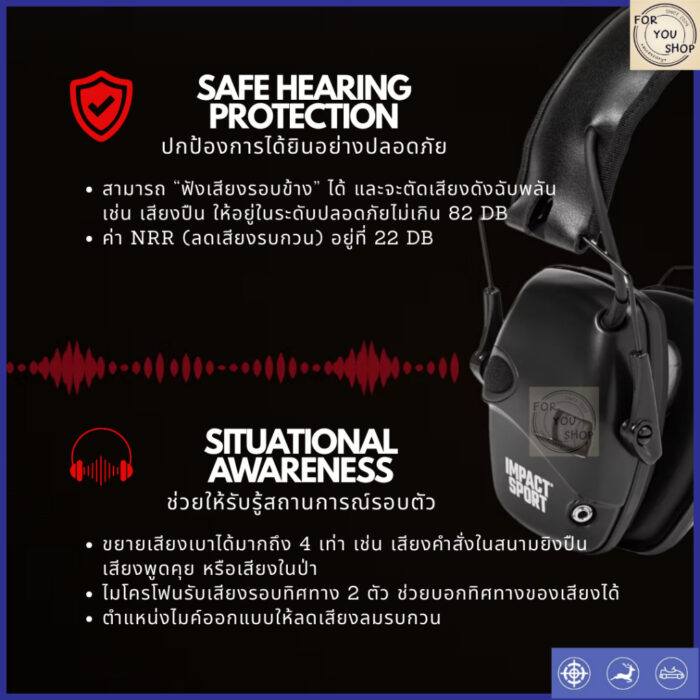 Howard Leight กล่องแท้100% หูฟังยุทธวิธี หูฟังอิเล็กทรอนิกส์ ตัดเสียงรบกวน Electronic Earmuffs