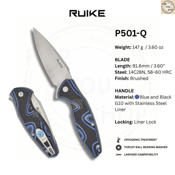 มีดพับ RUIKE P105-Q EDC ใบมีด Sandvik 14C28N 3.6นิ้ว ด้าม G10 ระบบ Liner Lock Outdoor Folding Knife