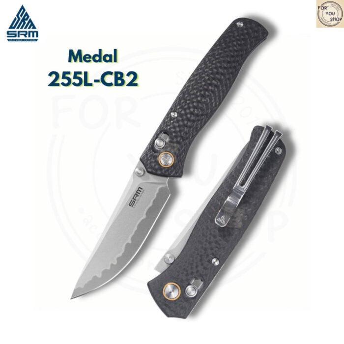 มีดพับ SRM 255L Medal ใบมีดLaminated140Cr ระบบAmbi-Lock ลูกปืนเซรามิก ด้ามMicarta /G10 /Carbon Fiber