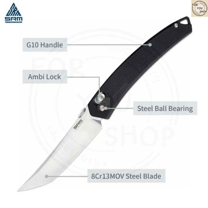 มีดพับ SRM 9211 ใบมีด 8Cr13MoV ขนาด 3.6 นิ้ว ทรง Clip Point ด้าม G10 ระบบ Crossbar Lock Tactical EDC