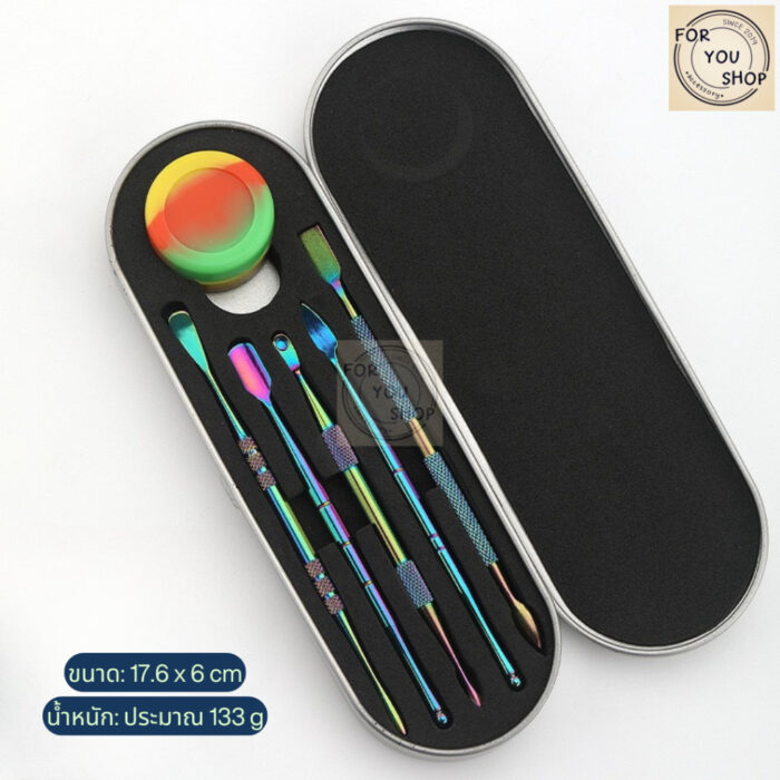th-11134207-81ztg-mmh92uw3o7pef3.jpg ไม้แด๊บ สแตนเลส Dab Tool Stainless Steel แบบ2หัว ครบเซ็ต ไม้ตักแด๊บ ไม้ตักเรซิ่น tool with resin