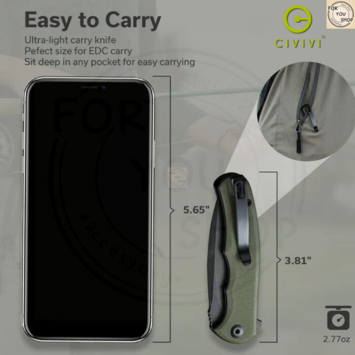 มีดพับ CIVIVI Mini Praxis EDC ใบมีด D2 2.98 นิ้ว ด้าม G10 Liner Lock Flipper Knife