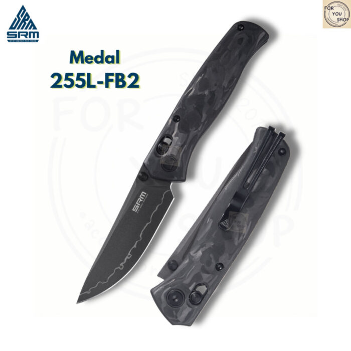 มีดพับ SRM 255L Medal ใบมีดLaminated140Cr ระบบAmbi-Lock ลูกปืนเซรามิก ด้ามMicarta /G10 /Carbon Fiber