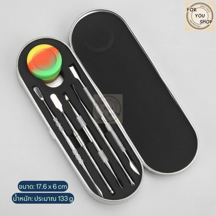 th-11134207-81zth-mj8xj15qudxhbc.jpg ไม้แด๊บ สแตนเลส Dab Tool Stainless Steel แบบ2หัว ครบเซ็ต ไม้ตักแด๊บ ไม้ตักเรซิ่น tool with resin