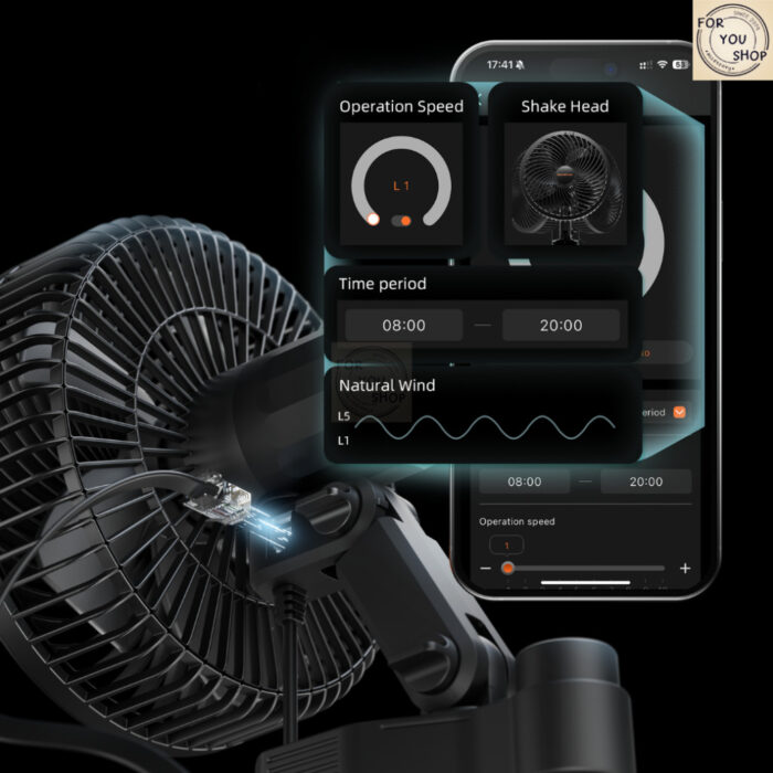 Spider Farmer Clip Fan 6 นิ้ว พัดลมหนีบเสา พัดลมหนีบเต็นท์ปลูก ส่ายอัตโนมัติ 10 ระดับ กันน้ำ IP54