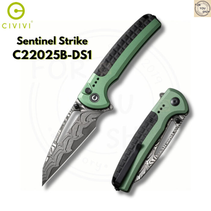 th-11134207-81zth-mmx95jxqieir31.jpg มีดพับ CIVIVI Sentinel Strike Flipper EDC ใบมีด K110 / Damascus 3.7 นิ้ว ด้าม Aluminum Button Lock