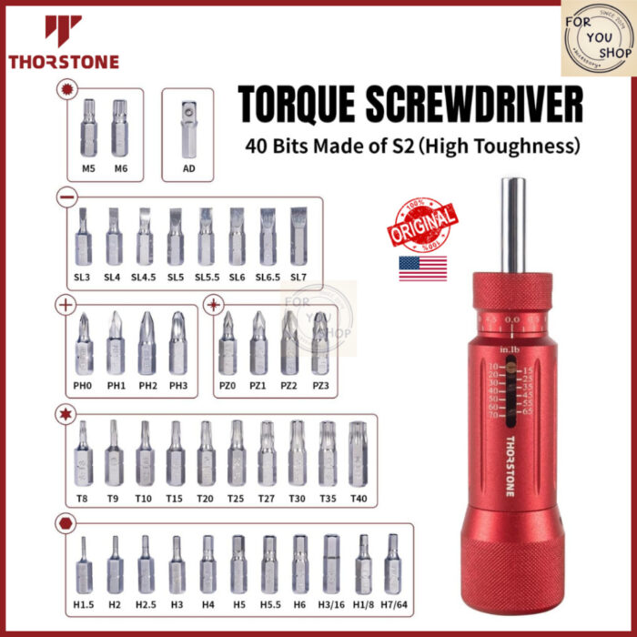 ประแจตั้งแรงบิด Thorstone พร้อมดอกไขควง 40ชิ้น+กล่อง ใช้ติดกล้อง ซ่อมปืน ซ่อมจักรยาน งานช่างละเอียด