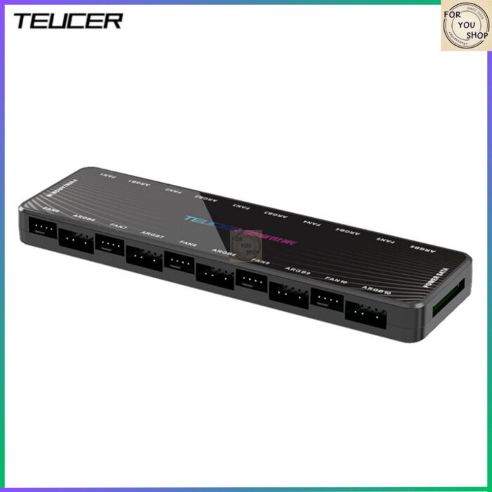 ฮับพัดลม ARGB 10 ช่อง 5V 3Pin + PWM SATA ตัวแปลงรวมสาย RGB ควบคุมไฟคอม PC Hub LP-10P