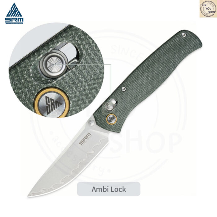 มีดพับ SRM 255L Medal ใบมีดLaminated140Cr ระบบAmbi-Lock ลูกปืนเซรามิก ด้ามMicarta /G10 /Carbon Fiber