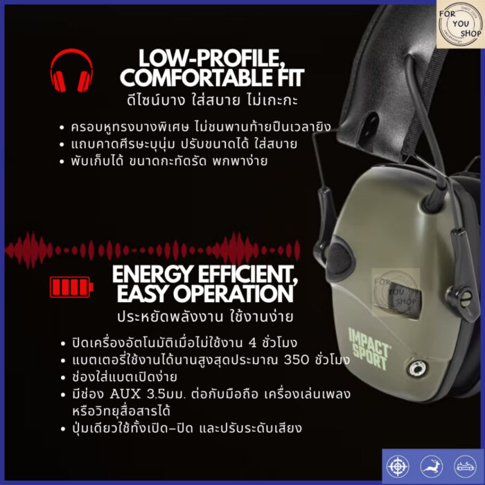 Howard Leight กล่องแท้100% หูฟังยุทธวิธี หูฟังอิเล็กทรอนิกส์ ตัดเสียงรบกวน Electronic Earmuffs