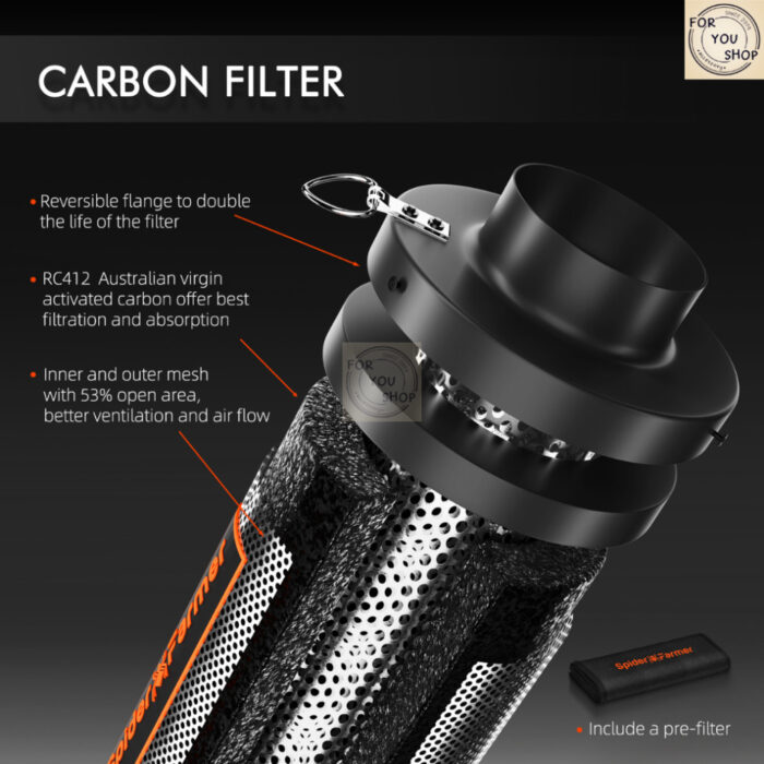 Spider Farmer ไส้กรองคาร์บอน 6 นิ้ว กรองกลิ่น สำหรับท่อดูดอากาศ Carbon Filter