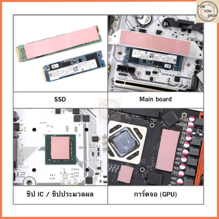 แผ่นระบายความร้อน Thermalright สำหรับ GPU/SSD/RAM อลูมิเนียมไนไตรด์ นำความร้อน 15W/mK หลายขนาด