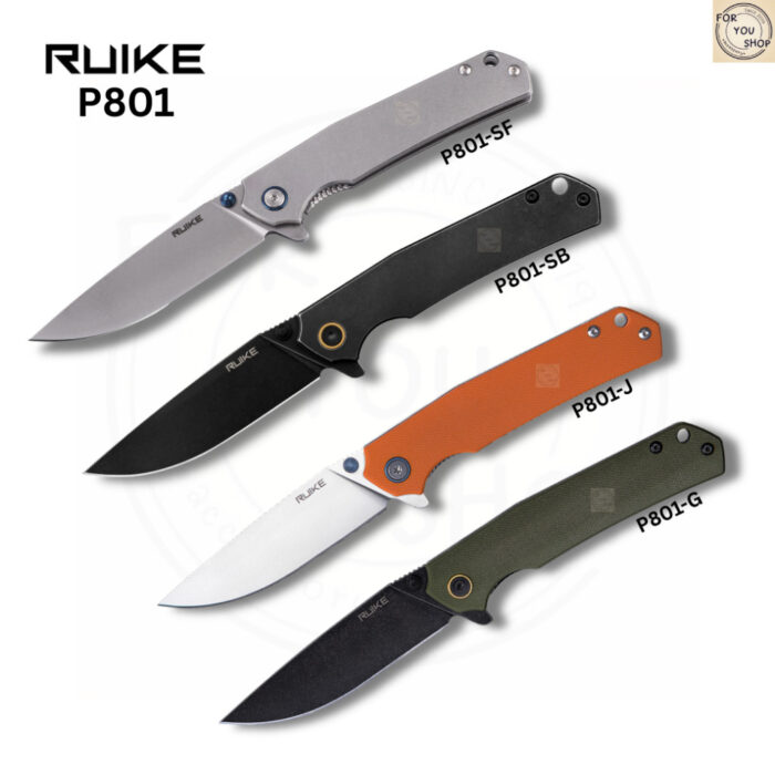 มีดพับ RUIKE P801 EDC ใบมีด 14C28N 3.39นิ้ว ด้าม Stainless / G10 ระบบ Frame Lock Outdoor Knife