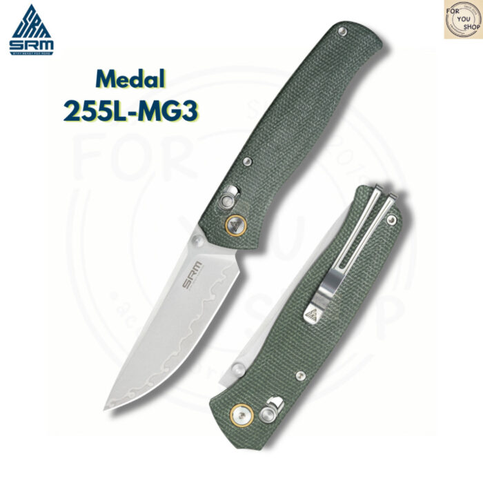 มีดพับ SRM 255L Medal ใบมีดLaminated140Cr ระบบAmbi-Lock ลูกปืนเซรามิก ด้ามMicarta /G10 /Carbon Fiber