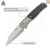 มีดพับ SRM 259L Medal ใบมีด 14C28N 3.18 นิ้ว ด้าม Aluminum + ไม้ Rosewood / Ebony ระบบ Ambi-Lock EDC
