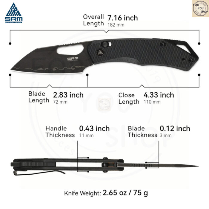 มีดพับ SRM Cub 261M ใบมีด 154CM / 140Cr Laminated ขนาด 2.83 นิ้ว ด้าม G10 ระบบ Crossbar Lock EDC