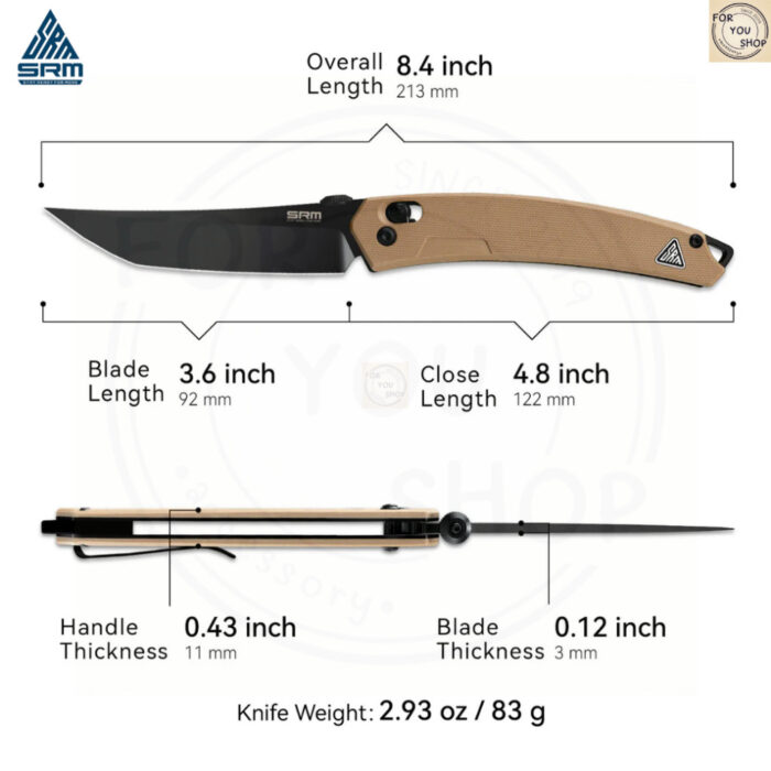มีดพับ SRM 9211 ใบมีด 8Cr13MoV ขนาด 3.6 นิ้ว ทรง Clip Point ด้าม G10 ระบบ Crossbar Lock Tactical EDC