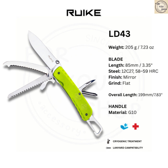 th-11134207-81ztl-mmr78qzzdyq071.jpg มีดพับ RUIKE LD43 Multi Tool EDC ใบมีด Sandvik 12C27 3.35นิ้ว ด้าม G10 Liner Lock Outdoor 15ฟังก์ชัน