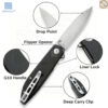 มีดพับ SENCUT Bocll II Flipper Knife EDC ใบมีด D2 2.96 นิ้ว ด้าม G10 ระบบ Liner Lock Outdoor knife