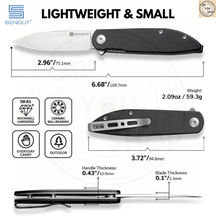 มีดพับ SENCUT Bocll II Flipper Knife EDC ใบมีด D2 2.96 นิ้ว ด้าม G10 ระบบ Liner Lock Outdoor knife