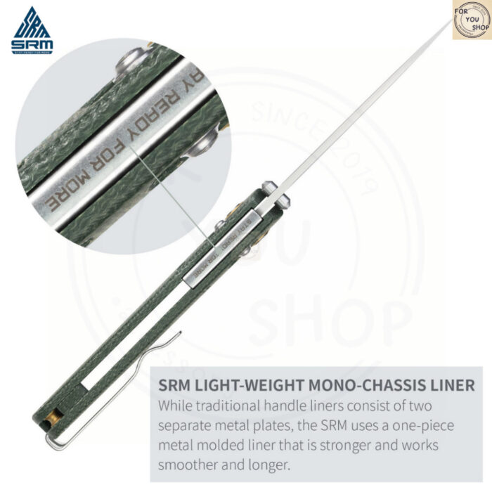 มีดพับ SRM 255L Medal ใบมีดLaminated140Cr ระบบAmbi-Lock ลูกปืนเซรามิก ด้ามMicarta /G10 /Carbon Fiber