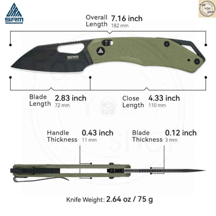 มีดพับ SRM Cub 261M ใบมีด 154CM / 140Cr Laminated ขนาด 2.83 นิ้ว ด้าม G10 ระบบ Crossbar Lock EDC