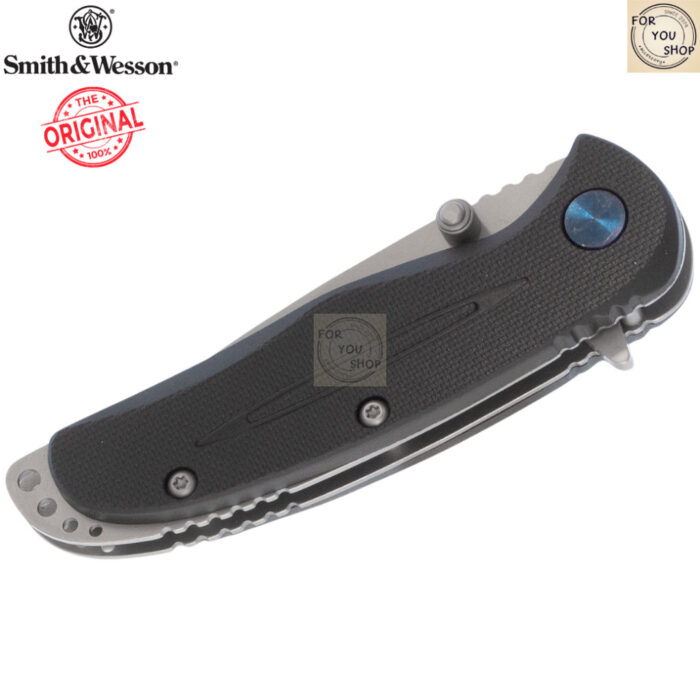 th-11134207-81ztn-ml4sqtggem8f38.jpg มีดพับ Smith&Wesson Flipper ใบมีด Tanto 2.56" ผิว Bead Blasted ด้าม GFN Liner Lock สีดำ