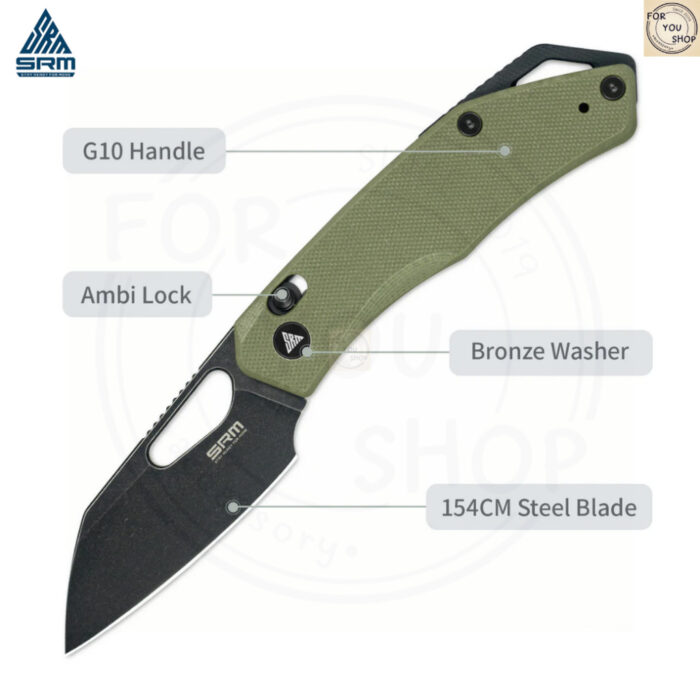 มีดพับ SRM Cub 261M ใบมีด 154CM / 140Cr Laminated ขนาด 2.83 นิ้ว ด้าม G10 ระบบ Crossbar Lock EDC