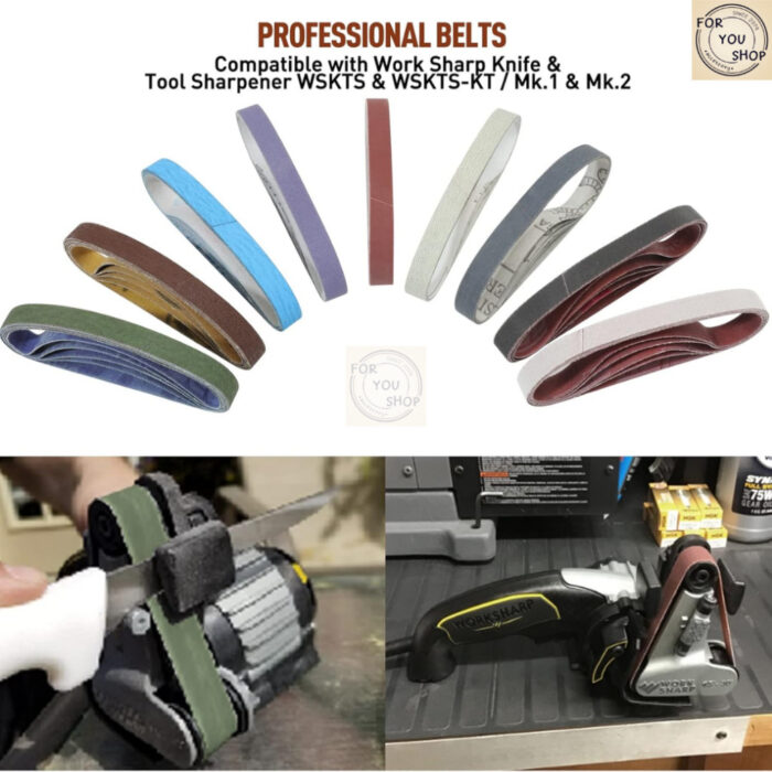 สายพานลับมีด 45ชิ้น 1/2"x12" สำหรับ Work Sharp WSKTS Mk1-Mk2 80-5000 Grit กระดาษทรายลับคม 9เบอร์